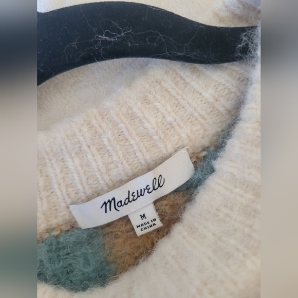 Madewell Brushed Checkerboard Fair Isle Sweater Size M - Picture 4 of 7